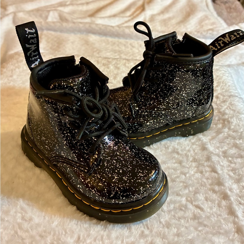 NWOT Toddler 5 Dr. Martens 1460 Cosmic Glitter Black Boots Kids Baby Punk Grunge - Picture 2 of 8